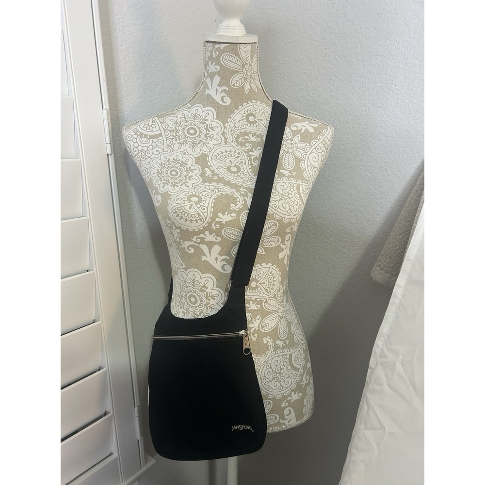 JanSport Black Crossbody Bag Adjustable Strap Small Shoulder Purse Y2K